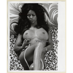 Erotic Study: Busty Dark-Skinned Nude On Bed / Panties (Vintage Photo KORENJAK 1970s/1980s)