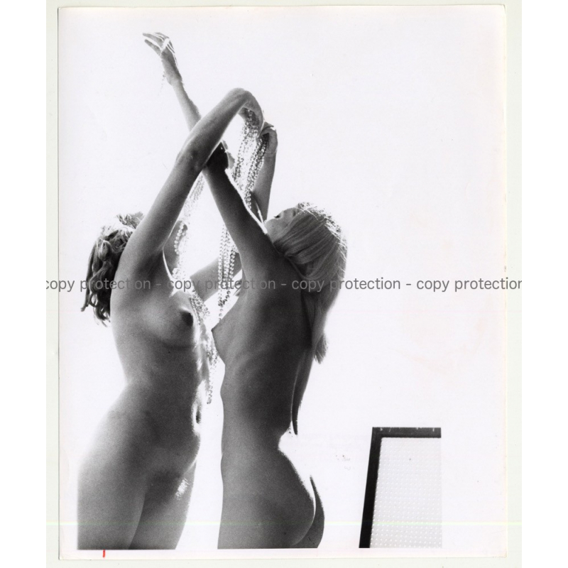 2 Nude Women Dancing In Sunlight / Bush (Vintage Photo Master B/W ~60s/70s)