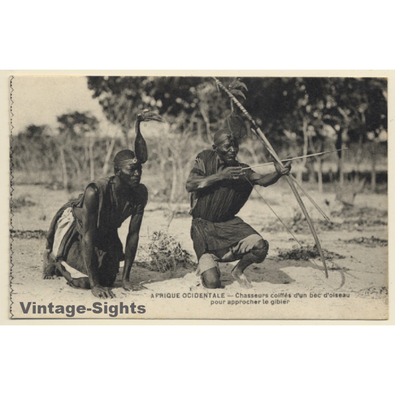 Nigeria: 2 Indigenous With Hausa Nupe Hunter Birddress (Vintage PC 1910s/1920s) Nigeria: 2 Indigenous With Hausa Nupe Hunter Birddress (Vintage PC 1910s/1920s)