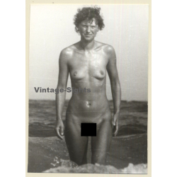 Erotic Study: Natural Slim Nude Comes Out Of Baltic Sea (Vintage Photo GDR ~1980s)