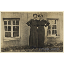 Nice Take Of 2 German Farming Sisters (Vintage RPPC 1910s/1920s)