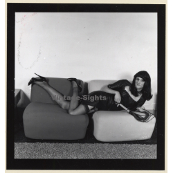 Transsexual Woman With Whip In Leather Dress *6 (Vintage Contact Sheet Photo 1970s/1980s)