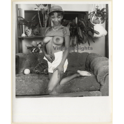 Erotic Study: Busty Slim Dark-Skinned Semi Nude / Sun Visor (Vintage Photo KORENJAK 1970s/1980s)