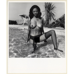 Erotic Study: Beautiful Dark-Skinned Nude In Swimming Pool (Vintage Photo KORENJAK 1970s/1980s)