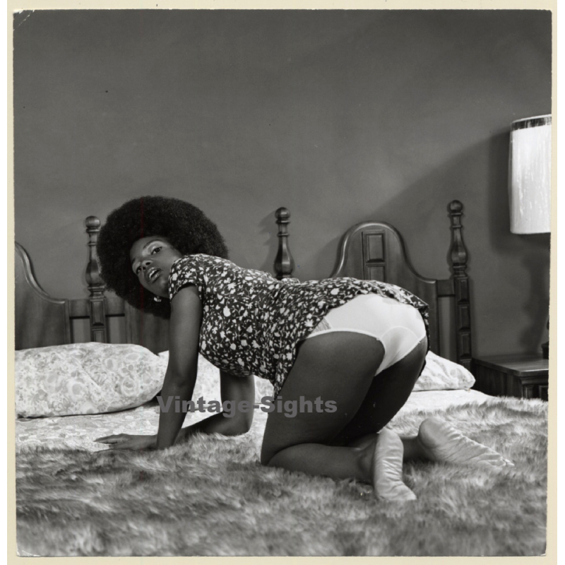 Erotic Study: Dark-Skinned Female With Afro Undressing *2 / Butt - Panties (Vintage Photo KORENJAK 1970s/1980s)