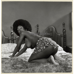 Erotic Study: Dark-Skinned Female With Afro Undressing *6 / Butt - Boobs (Vintage Photo KORENJAK 1970s/1980s)