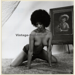 Erotic Study: Dark-Skinned Nude With Ammunition Belt *2 / Boobs - Tongue (Vintage Photo KORENJAK 1970s/1980s)