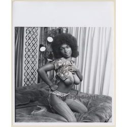 Erotic Study: Pretty Busty Dark-Skinned Semi Nude With Afro *4 (Vintage Photo KORENJAK 1970s/1980s)