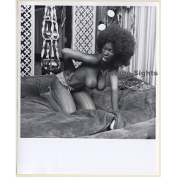 Erotic Study: Pretty Busty Dark-Skinned Semi Nude With Afro *8 (Vintage Photo KORENJAK 1970s/1980s)