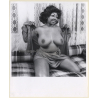 Erotic Study: Chubby Busty Dark-Skinned Nude On Checkered Couch*2 (Vintage Photo KORENJAK 1970s/1980s)
