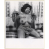 Erotic Study: Chubby Busty Dark-Skinned Nude On Checkered Couch*4 (Vintage Photo KORENJAK 1970s/1980s)