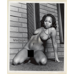 Erotic Study: Great Take Of Natural Dark-Skinned Nude Kneeling (Vintage Photo KORENJAK 1970s/1980s)