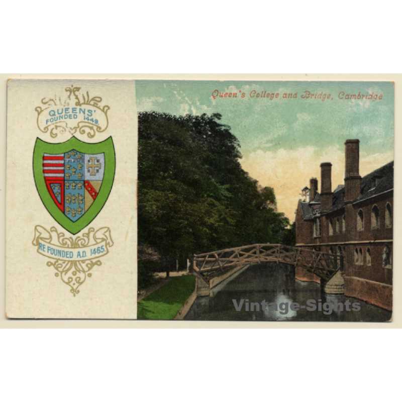 Cambridge / United Kingdom: Queen's College And Bridge (Vintage PC ~1910s/1920s)