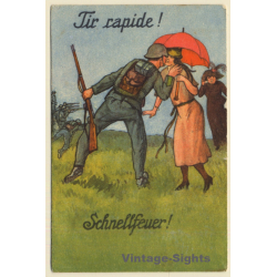 Tir Rapide - Schnellfeuer: Soldat Küsst Angebetete (Vintage Artist PC 1929)