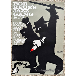 Bob Keue's Jazz Gang @ South Border Jazz Club (Vintage Screen Printed Poster ~1960s)