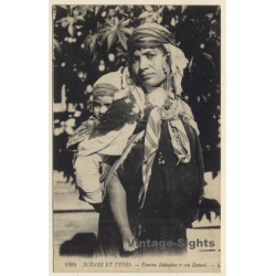 Maghreb: Femme Bédouine Et Son Enfant / Ethnic - Traditional Garb (Vintage PC ~1900s/1910s)