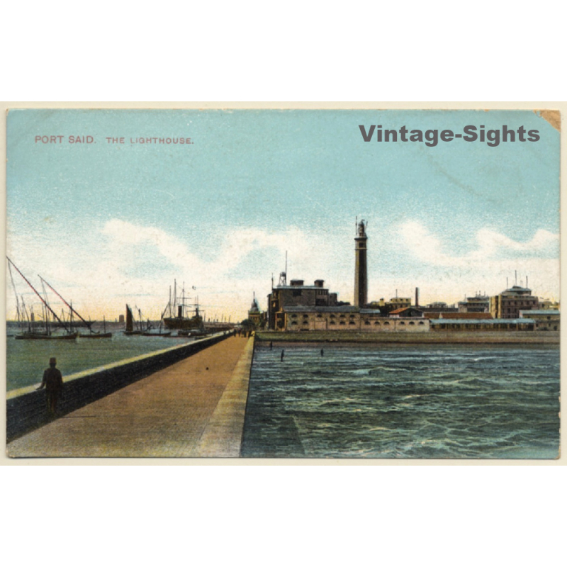 Port Said / Egypt: The Lighthouse (Vintage PC ~1910s/1920s)