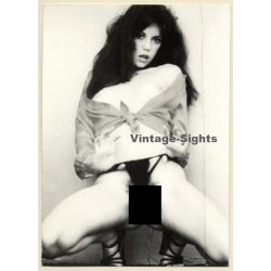 Erotic Study: Racy Semi Nude Pulls Panties & Flashes Boobs (Vintage Photo ~1970s/1980s)