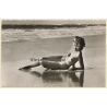 Insel Sylt: Nude Blonde On Beach Shore / Nudism (Vintage RPPC ~1970s/1980s)