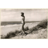 Insel Sylt: Natural Nude Blonde Standing In The Dunes / Nudism (Vintage RPPC ~1970s/1980s)