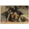 Maghreb: Topless Harem Lady Reclining / Risqué - Ethnic (Vintage PC ~1910s/1920s)
