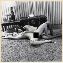 Erotic Study: Nude Female Couple Linger On Flocati / Lesbian INT (Vintage Photo KORENJAK 1970s/1980s)