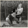 Erotic Study: 2 Semi Nude Girlfriends Kneeling On Flocati / Boobs - Lesbian INT (Vintage Photo KORENJAK 1970s/1980s)
