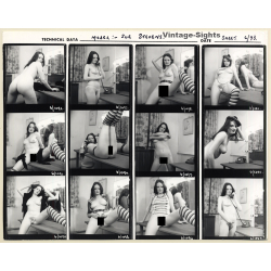 Erotic Study: Pin-Up Sue Stevens *1 / Overknees - Telephone (Vintage Contact Sheet - 12 Photos 1970s/1980s)