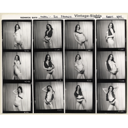 Erotic Study: Pin-Up Sue Stevens *2 / Boobs - Vest (Vintage Contact Sheet - 12 Photos 1970s/1980s)