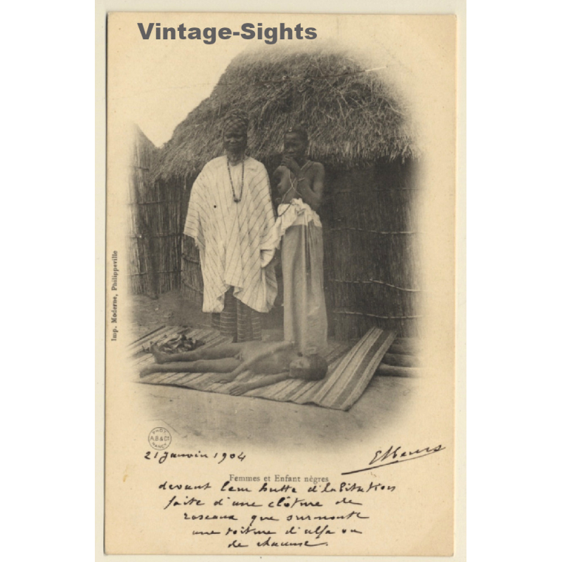 Africa: Femmes Et Enfant Nègres / Straw Hut - Ethnic (Vintage PC 1904) Africa: Femmes Et Enfant Nègres / Straw Hut - Ethnic (Vintage PC 1904)