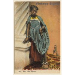 Maghreb: Jeune Négresse / Ethnic - Berber - Traditional Garb (Vintage PC ~1910s/1920s)