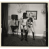 2 Stunning Ladies Getting Dressed In Fetish Latex Lingerie *8 / BDSM (Vintage Contact Sheet Photo 1970s)