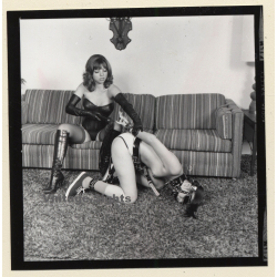Latex Mistress & Topless Maid *7 / Face Mask - BDSM Restraint (Vintage Contact Sheet Photo 1970s)