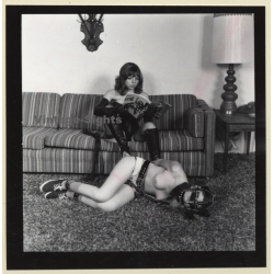 Latex Mistress & Topless Maid *13 / Face Mask - BDSM Restraint (Vintage Contact Sheet Photo 1970s)
