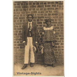 Congo: Freshly Wed Couple In Stylish Clothes / Malick Sidibé Style (Vintage PC ~1930s)
