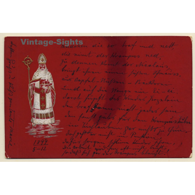 Saint Nicolas / Santa Claus (Vintage Hand Drawn PC 1899) Saint Nicolas / Santa Claus (Vintage Hand Drawn PC 1899)