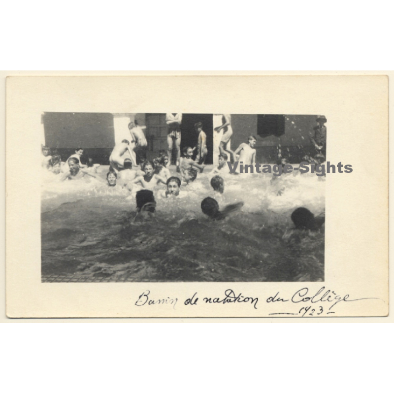Junin / Peru: Young Men In School Swimming Pool *2 (Vintage RPPC 1923)