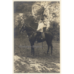 WW1: 2 German Soldier On Horse (Vintage RPPC 1910s)