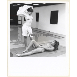 Erotic Study: 2 Nude Girlfriends At Edge Of Swimming Pool / Lesbian INT (Vintage Photo KORENJAK 1970s/1980s)