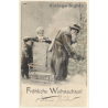 Fröhliche Weihnachten: Santa Claus, 2 Kids & Sleigh (Vintage PC 1904)
