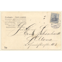 Fröhliche Weihnachten: Santa Claus, 2 Kids & Sleigh (Vintage PC 1904)