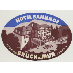 Hotel Bahnhof - Bruck a. Mur / Austria (Vintage Luggae Label)