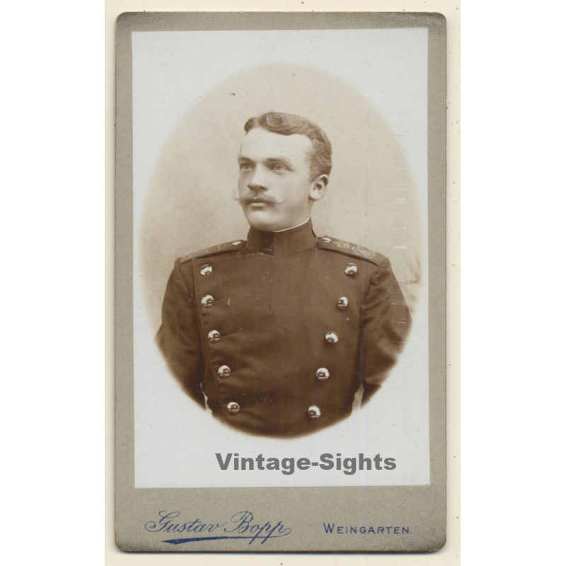 Gustav Bopp / Weingarten: Soldier in Uniform - Moustache (Vintage CDV / Carte De Visite ~1880s/1890s)
