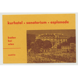 Kurhotel Sanatorium Espanade - Baden Bei Wien Vienna / Austria (Vintage Luggae Label)