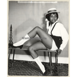 Cheeky Dark-Skinned Girl In Hot Outfit / Socks - Hot Pants - Legs (Vintage Photo KORENJAK 1970s)
