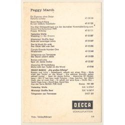 Peggy March - Decca Autogramm / Autograph (Vintage Signed PC ~1960s)