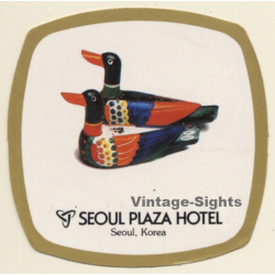 Seoul / South Korea: Plaza Hotel  (Vintage Self Adhesive Luggage Label / Sticker)