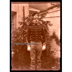 Portrait Of Ulanen Soldier In Uniform / Tschapka - WW1 (Vintage Glass Plate Negative ~1910s)