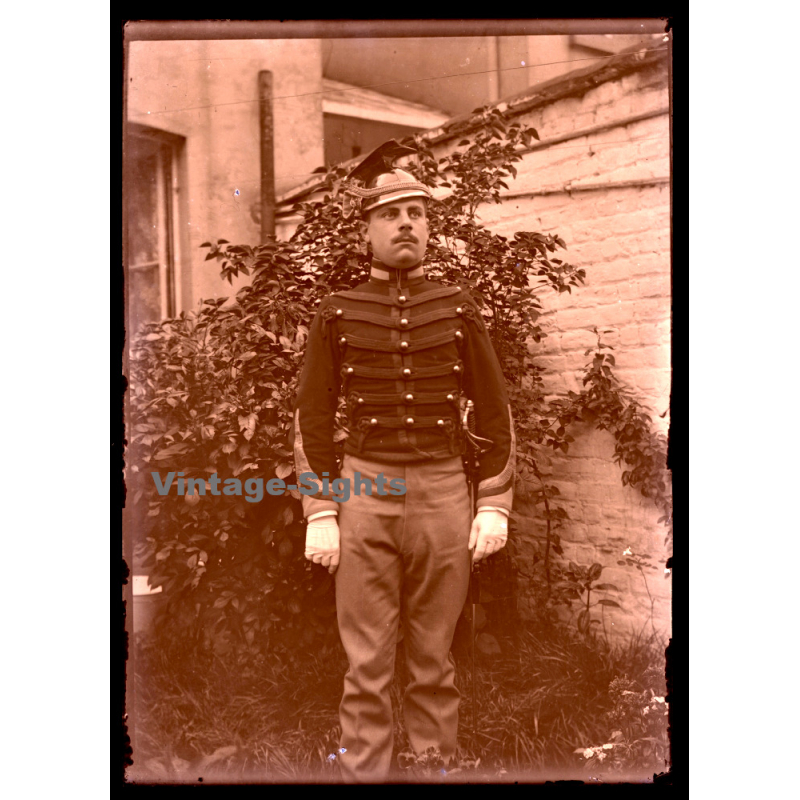 Portrait Of Ulanen Soldier In Uniform / Tschapka - WW1 (Vintage Glass Plate Negative ~1910s) Portrait Of Ulanen Soldier In Uniform / Tschapka - WW1 (Vintage Glass Plate Negative ~1910s)