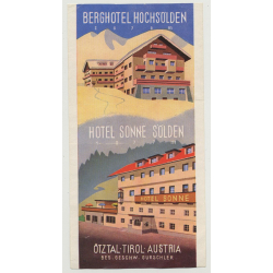 Berghotel Sölden - Hotel Sonne Sölden - Ötztal / Austria (Vintage Luggae Label)